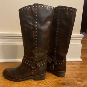 Stunning ROPER Burnished Leather Harness Stud Cowboy Western Boot 7.5/8 NEW